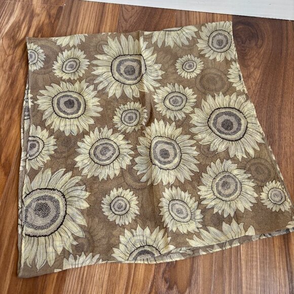 Vintage Floral Scarf in Brown and Cream - Picture 8 of 10